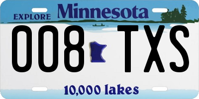 MN license plate 008TXS