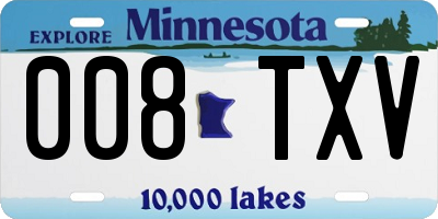 MN license plate 008TXV