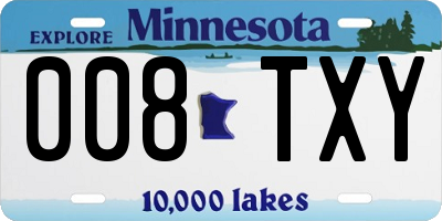 MN license plate 008TXY