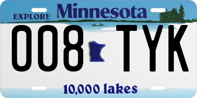 MN license plate 008TYK