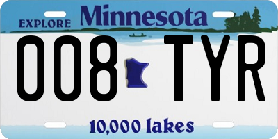 MN license plate 008TYR