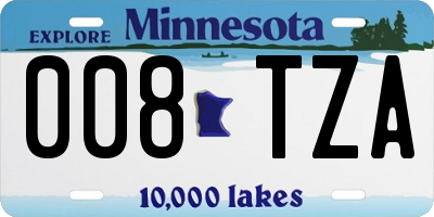 MN license plate 008TZA