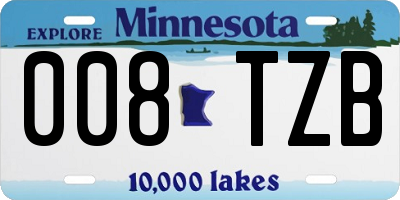 MN license plate 008TZB