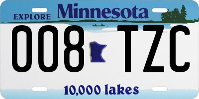 MN license plate 008TZC