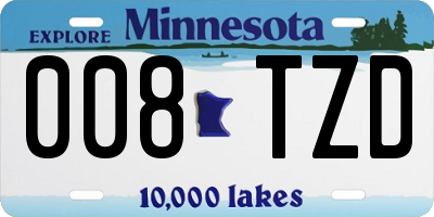 MN license plate 008TZD