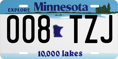 MN license plate 008TZJ