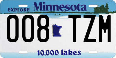 MN license plate 008TZM