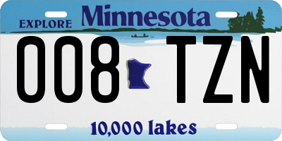 MN license plate 008TZN