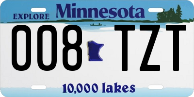 MN license plate 008TZT