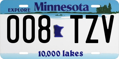 MN license plate 008TZV