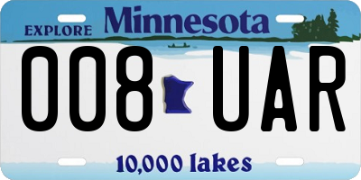 MN license plate 008UAR