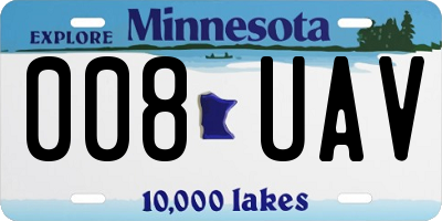 MN license plate 008UAV