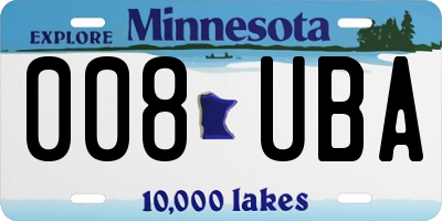 MN license plate 008UBA