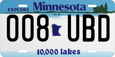 MN license plate 008UBD