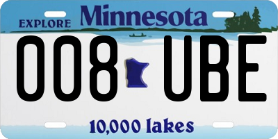 MN license plate 008UBE