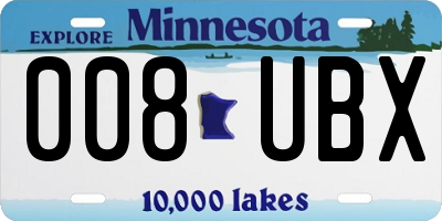 MN license plate 008UBX