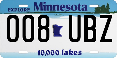 MN license plate 008UBZ