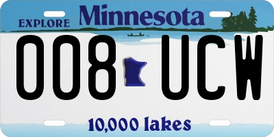 MN license plate 008UCW