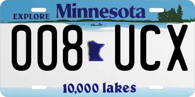 MN license plate 008UCX