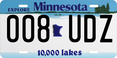 MN license plate 008UDZ