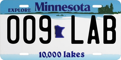 MN license plate 009LAB