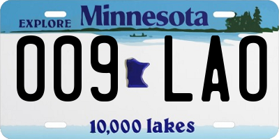 MN license plate 009LAO