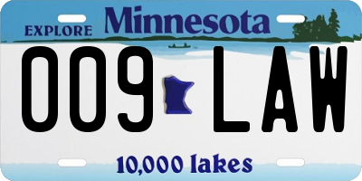 MN license plate 009LAW