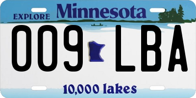 MN license plate 009LBA
