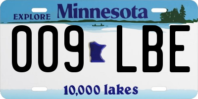 MN license plate 009LBE