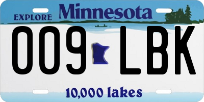 MN license plate 009LBK