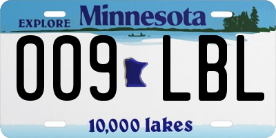 MN license plate 009LBL