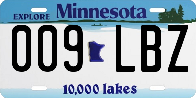MN license plate 009LBZ