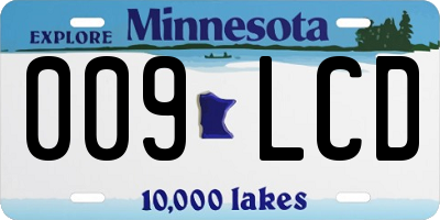 MN license plate 009LCD