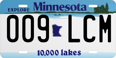 MN license plate 009LCM