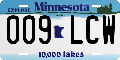 MN license plate 009LCW