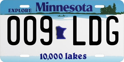 MN license plate 009LDG