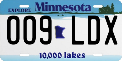 MN license plate 009LDX