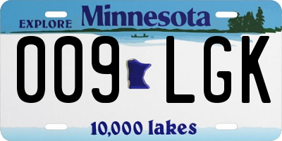 MN license plate 009LGK