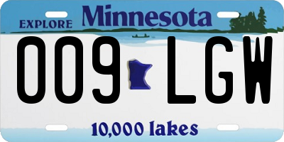 MN license plate 009LGW
