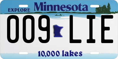 MN license plate 009LIE