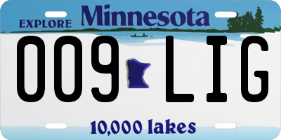 MN license plate 009LIG