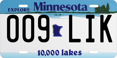 MN license plate 009LIK