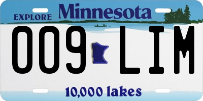 MN license plate 009LIM