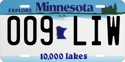 MN license plate 009LIW