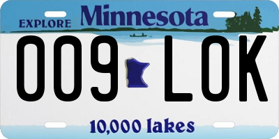 MN license plate 009LOK