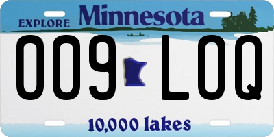 MN license plate 009LOQ