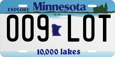 MN license plate 009LOT