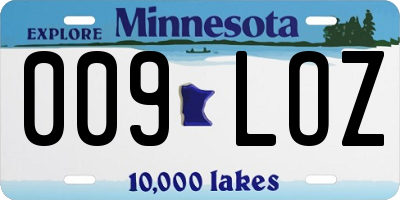 MN license plate 009LOZ
