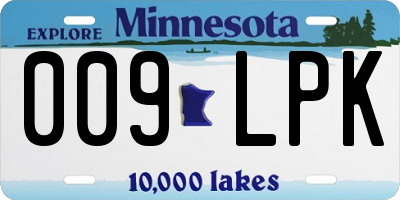 MN license plate 009LPK