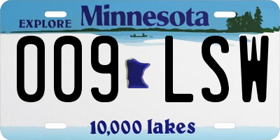MN license plate 009LSW